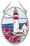 Pansies Lighthouse Small Oval Stained Glass