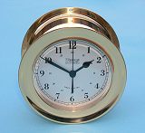 Ship's Bell Clock in Clear Coated Polished Brass Case
