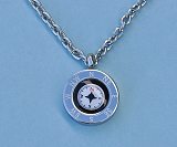 Detail View of Cardinal Points Stainless Steel Working Compass Pendant with Chain