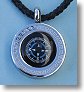 Greek Compass Pendant with Braided Leather Necklace
