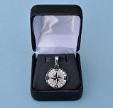 Stainless Steel Compass Rose Pendant in Hinged Gift Box