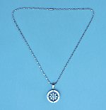 Stainless Steel Ship's Wheel Pendant with Beaded Chain