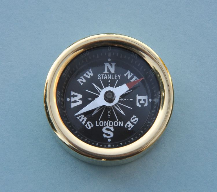 Stanley London Solid Brass Plain Smooth Pocket Compass