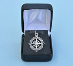 Silver Plated Tibetan Compass Rose Pendant in Hinged Gift Box