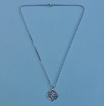 Silver Plated Tibetan Compass Rose Pendant and Optional Stainless Steel Box Chain