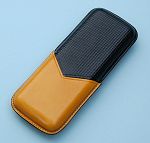 Black Yellow Leather Double Cigar Case