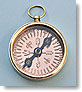 Small Polished Brass Open Faced Pocket Compass with Copper Compass Rose