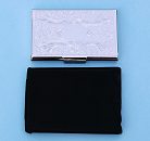 Embossed Silver Card Case with Black Pouch