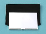 Slim Silver Card Case with Black Pouch