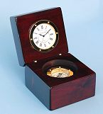 Mahogany Clock Compass with Lid Open