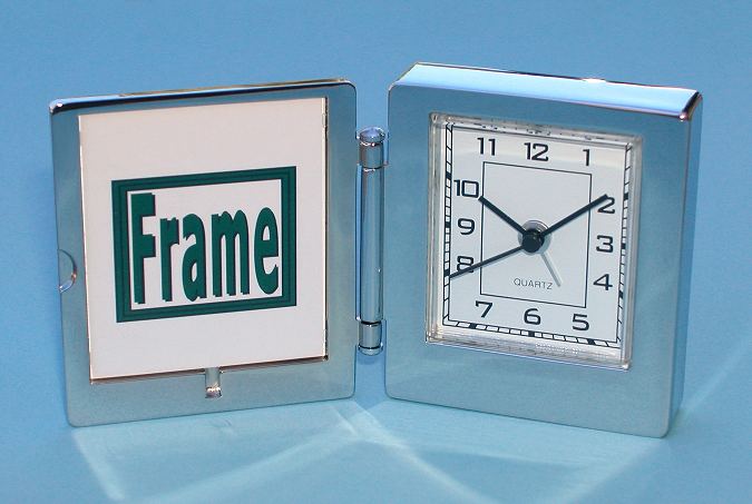 Non-Tarnish Folding Photo Frame Alarm Clock