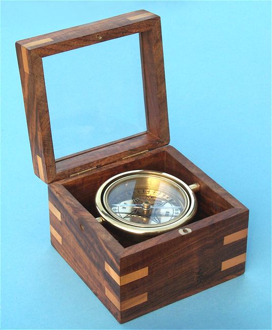 Small Boxed Compass with Beveled Glass Top