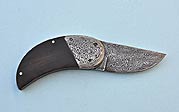 Damascus Clasp Pocket Knife Right View Open
