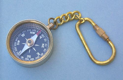 Open-Face Miniature Compass Key Chain