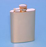 3.5 ounce Gold Plated Stainless Steel Hip Flask